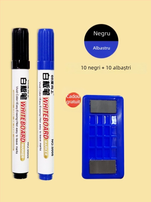 Marker pentru tablă albă, pe bază de apă, lățime linie de 2 mm, corp din plastic, model de 68 grade
