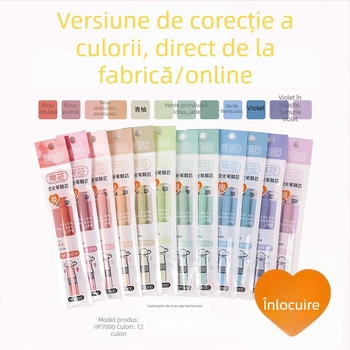 Marker fluorescent cu miez înlocuibil și vârf moale (Model HP7500; Carcasă din plastic; 6 buc. într-o cutie mică; Miez înlocuibil; Vârf moale)