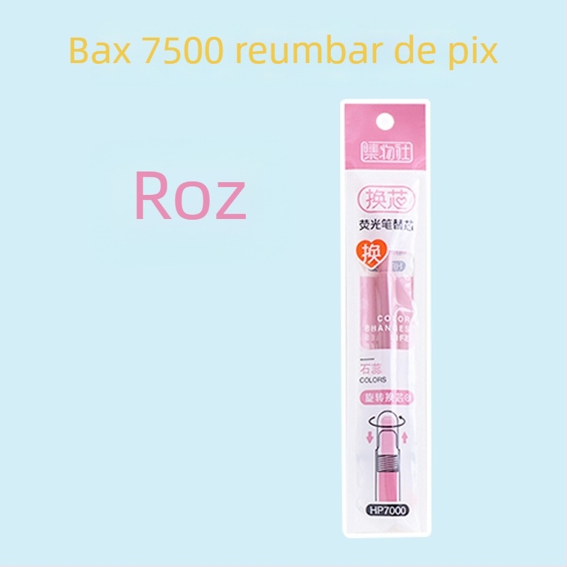 Marker fluorescent cu miez înlocuibil și vârf moale (Model HP7500; Carcasă din plastic; 6 buc. într-o cutie mică; Miez înlocuibil; Vârf moale)