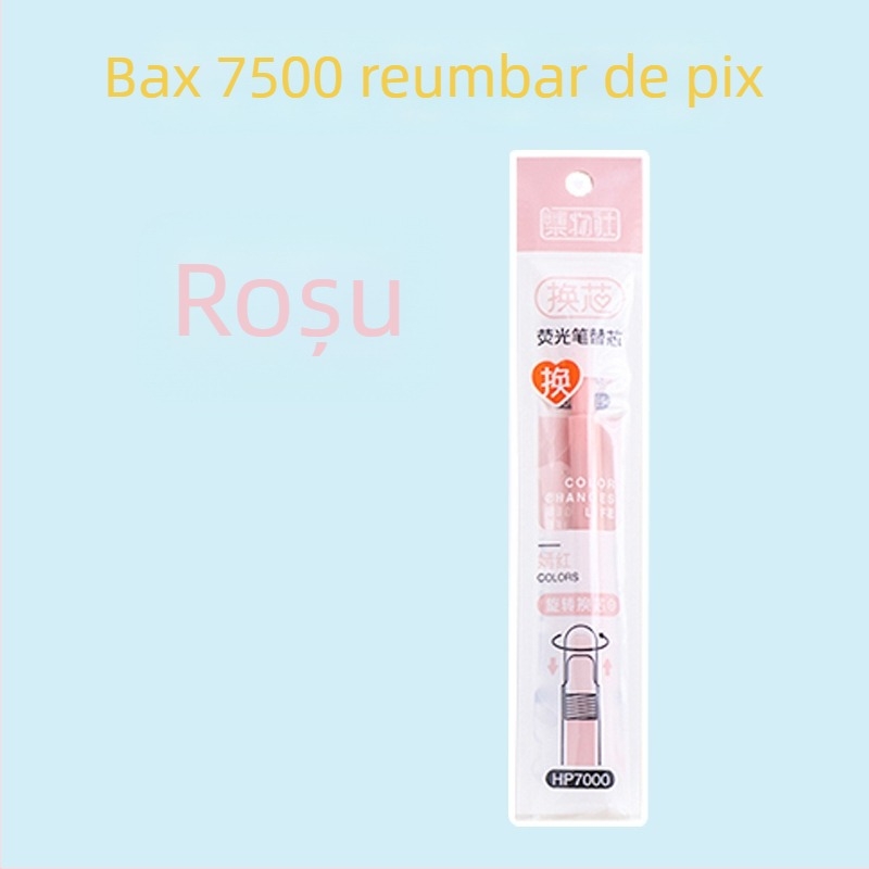 Marker fluorescent cu miez înlocuibil și vârf moale (Model HP7500; Carcasă din plastic; 6 buc. într-o cutie mică; Miez înlocuibil; Vârf moale)