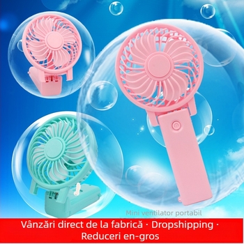 Benjie Ventilator Mini Portabil din Plastic — Stil Caricatural, Mâner Manual, Multifuncțional cu Răcire, Potrivit pentru Studenți, Călătorii, Birou și Cămin