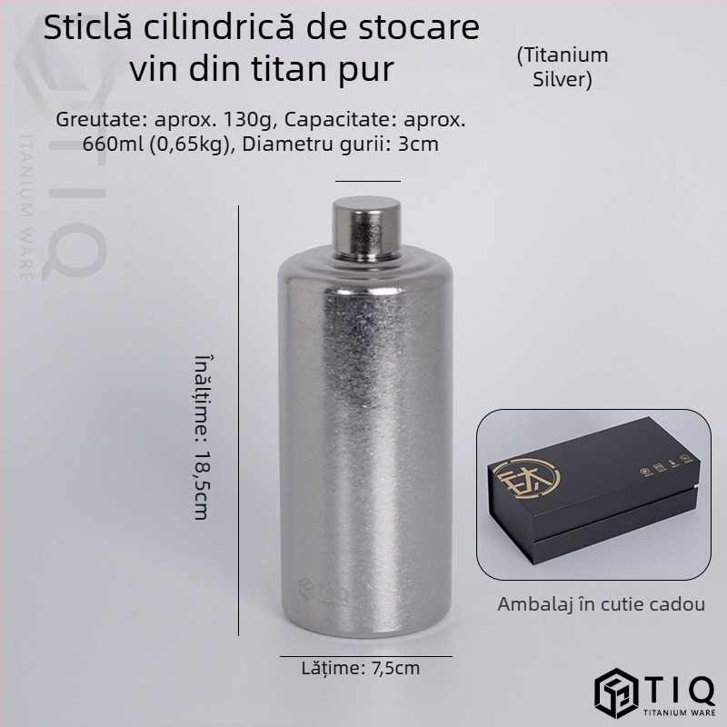 Sticlă de vin din titan – capacitate mare, cilindrică, sigilată, portabilă pentru exterior și uz casnic