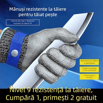Mănuși rezistente la tăiere nivel 9, cinci degete din oțel inox 316L pentru muncă