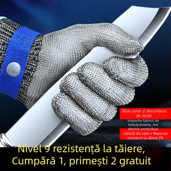 Mănuși rezistente la tăiere nivel 9, cinci degete din oțel inox 316L pentru muncă
