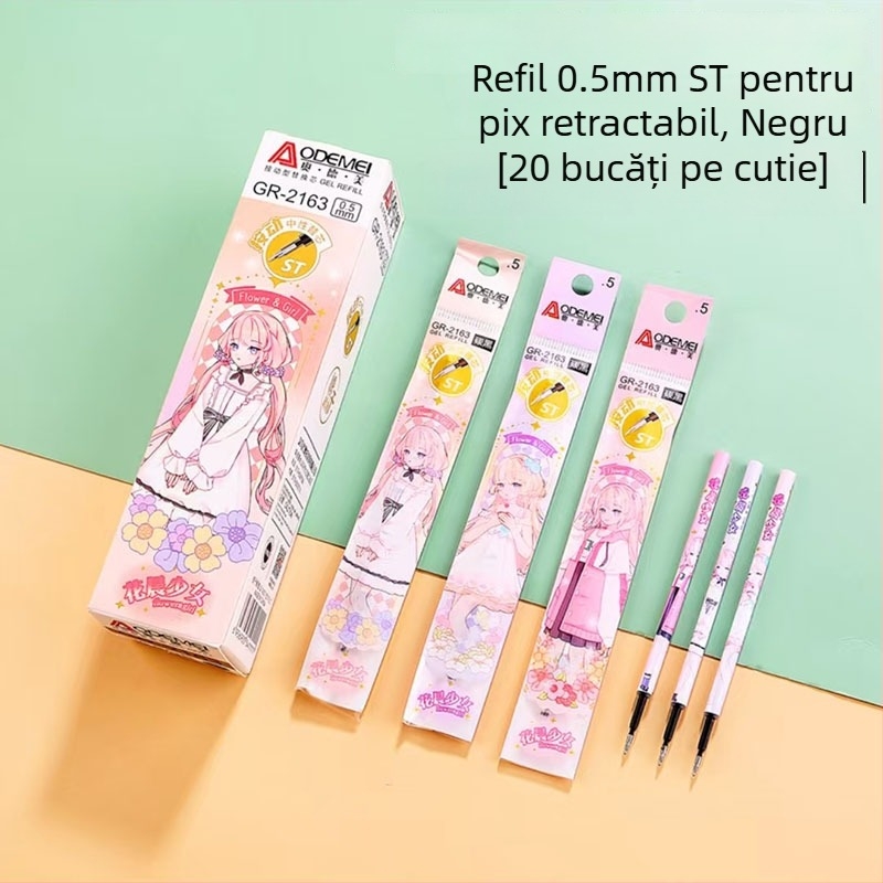Reîncărcare pix gel Odeme 2126, 0,5 mm, plastic, 20 buc./cutie
