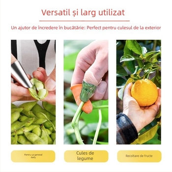 Protector deget din oțel inoxidabil – Unealtă multifuncțională cu lamă pentru unghii, pentru cules fasole și curățarea legumelor