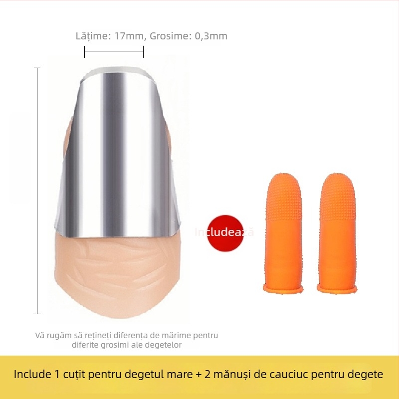 Protector deget din oțel inoxidabil – Unealtă multifuncțională cu lamă pentru unghii, pentru cules fasole și curățarea legumelor