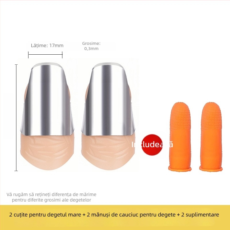 Protector deget din oțel inoxidabil – Unealtă multifuncțională cu lamă pentru unghii, pentru cules fasole și curățarea legumelor