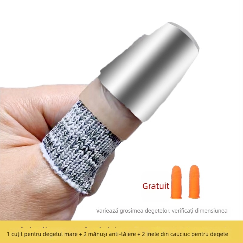 Protector deget din oțel inoxidabil – Unealtă multifuncțională cu lamă pentru unghii, pentru cules fasole și curățarea legumelor