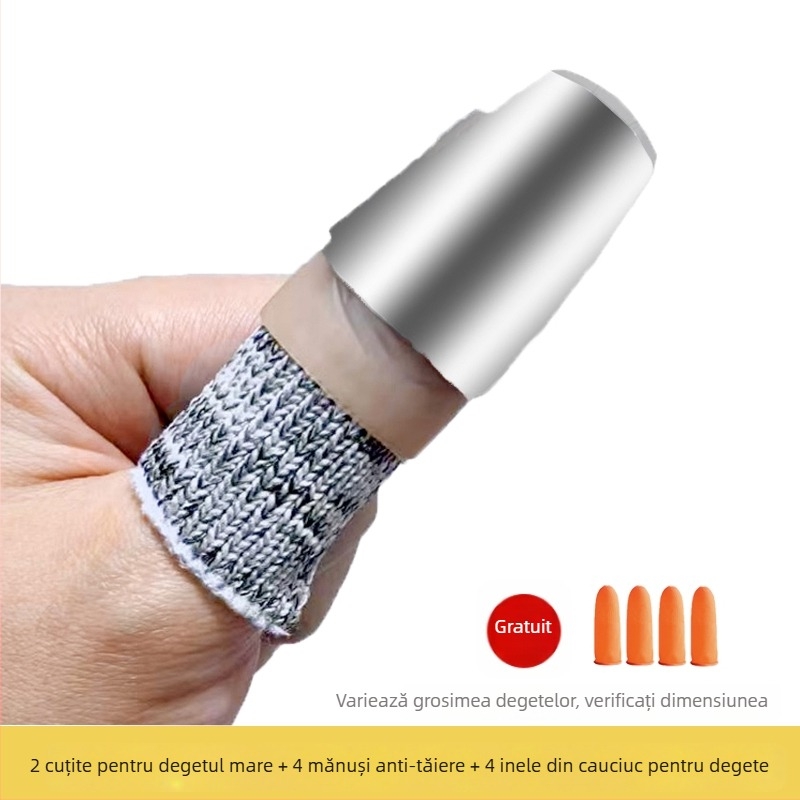 Protector deget din oțel inoxidabil – Unealtă multifuncțională cu lamă pentru unghii, pentru cules fasole și curățarea legumelor