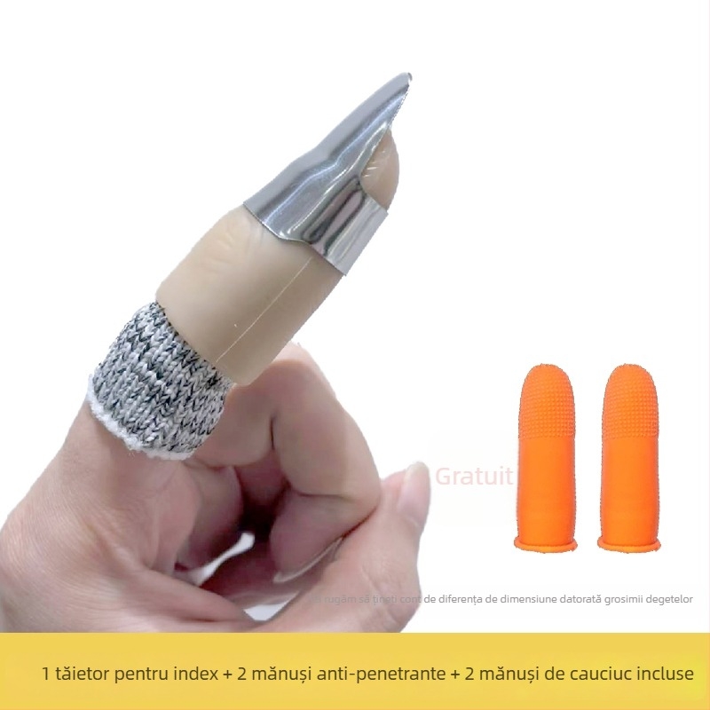 Protector deget din oțel inoxidabil – Unealtă multifuncțională cu lamă pentru unghii, pentru cules fasole și curățarea legumelor