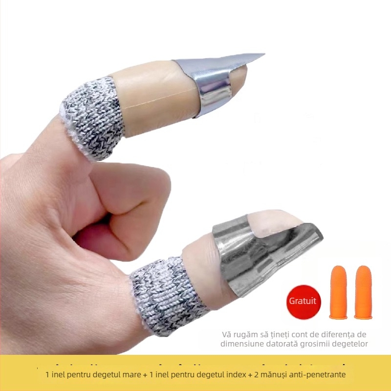 Protector deget din oțel inoxidabil – Unealtă multifuncțională cu lamă pentru unghii, pentru cules fasole și curățarea legumelor