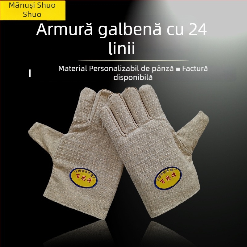 Mănuși din pânză pentru sudură, cu căptușeală completă, dublu strat, îngroșate pentru uz în atelier și pe șantier