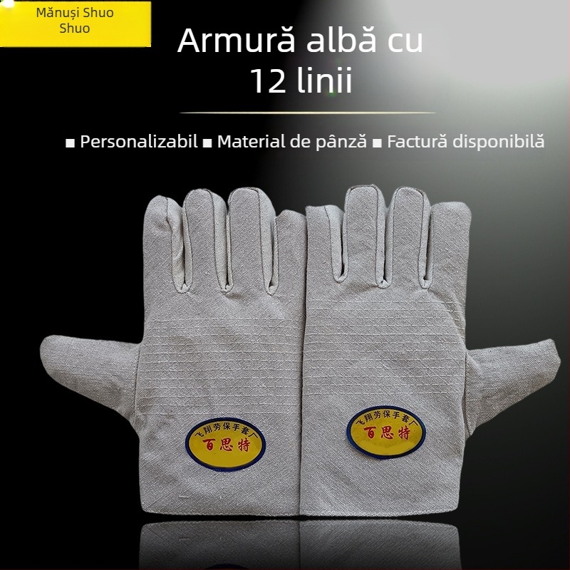 Mănuși din pânză pentru sudură, cu căptușeală completă, dublu strat, îngroșate pentru uz în atelier și pe șantier