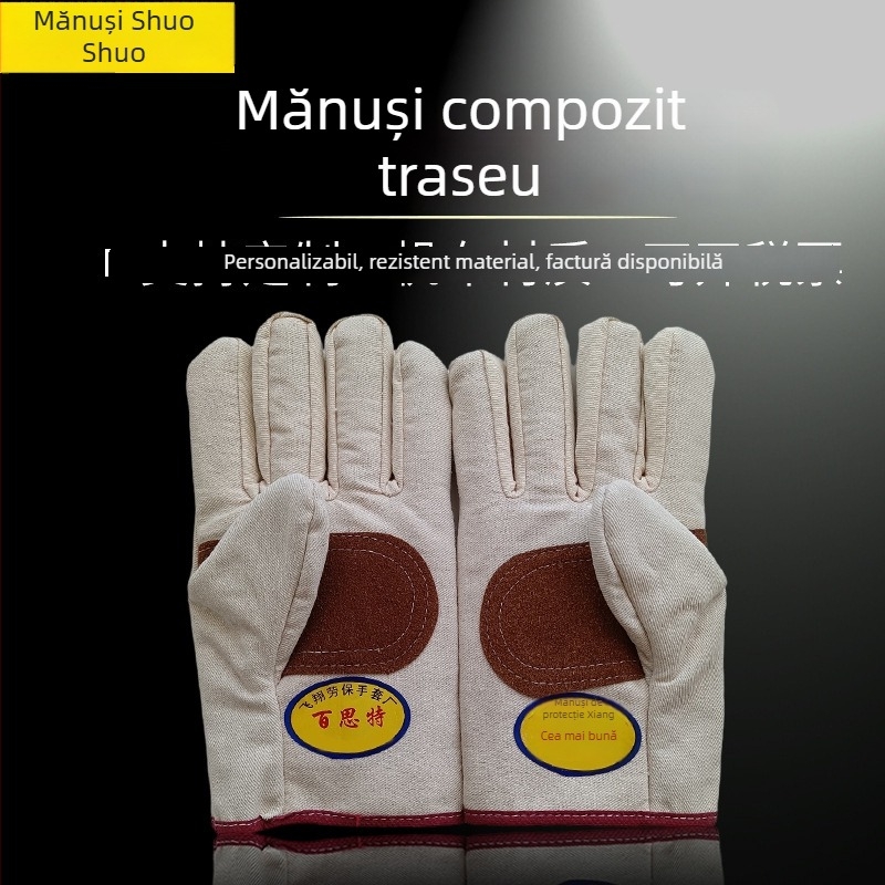 Mănuși din pânză pentru sudură, cu căptușeală completă, dublu strat, îngroșate pentru uz în atelier și pe șantier