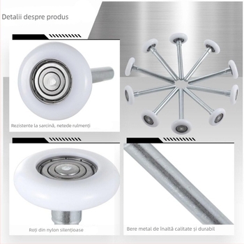 Rola pentru ușă de garaj cu corp ABS și rulment din nailon, model GLN46105-11B, diametrul axului 11 mm, capacitate de încărcare 30 kg, pentru uși de garaj electrice
