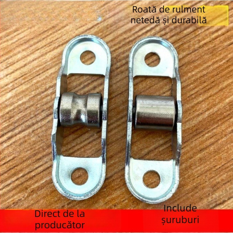 Kit role inferior pentru uși din plastic-oțel și ferestre glisante din sticlă - grosimea pereților 1 mm, diametrul exterior 1 mm, diametrul axului 1 mm, raza șanțului pentru frânghie 1 mm