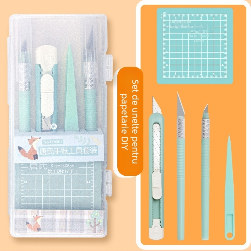 Set de instrumente de tăiere cu cuțit de gravură și placă de tăiere din PVC — Cuțit de tăiere, placă PVC, Greutate netă 0.15