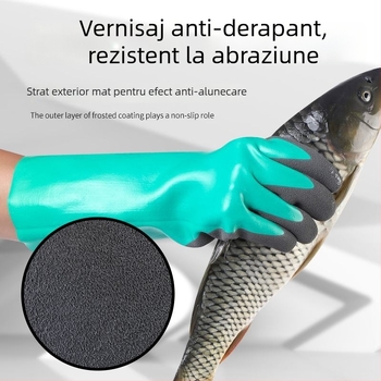 Mănuși pentru lucru în apă și manipularea peștilor, cu mâneci lungi, din cauciuc-piele, impermeabile, antiderapante, rezistente la uzură, anti-tăiere, anti-înțepare, versiune îngroșată | Marcă: Other; Greutate: 1; Destinație: Consultați serviciul pentru cl