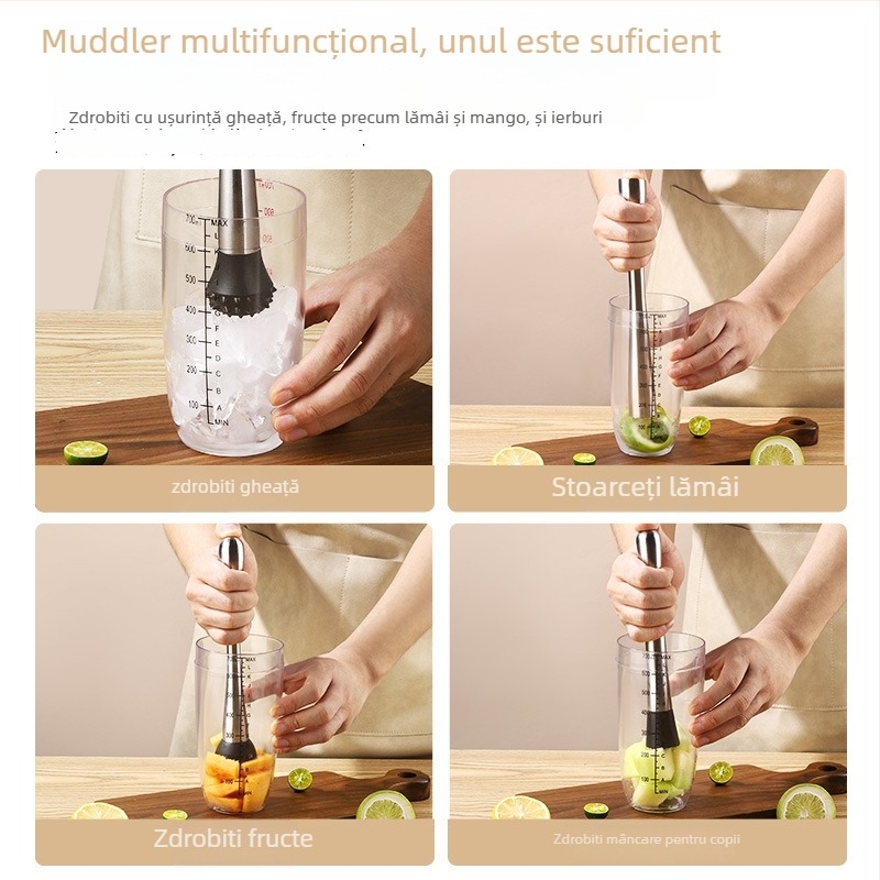 Aijige Oțel Inox 304 Ciocan pentru zdrobirea gheții și muddler pentru suc, pentru ceai cu lămâie - Stil modern simplu