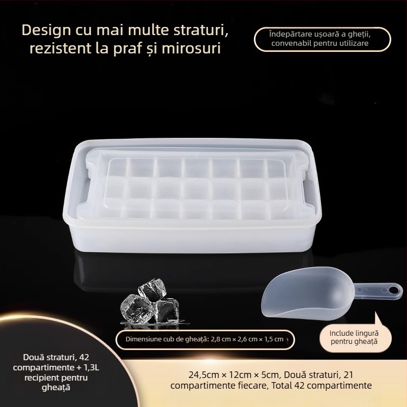 Formă pentru cuburi de gheață din PP, 32 cavități, de calitate alimentară, eliberare ușoară