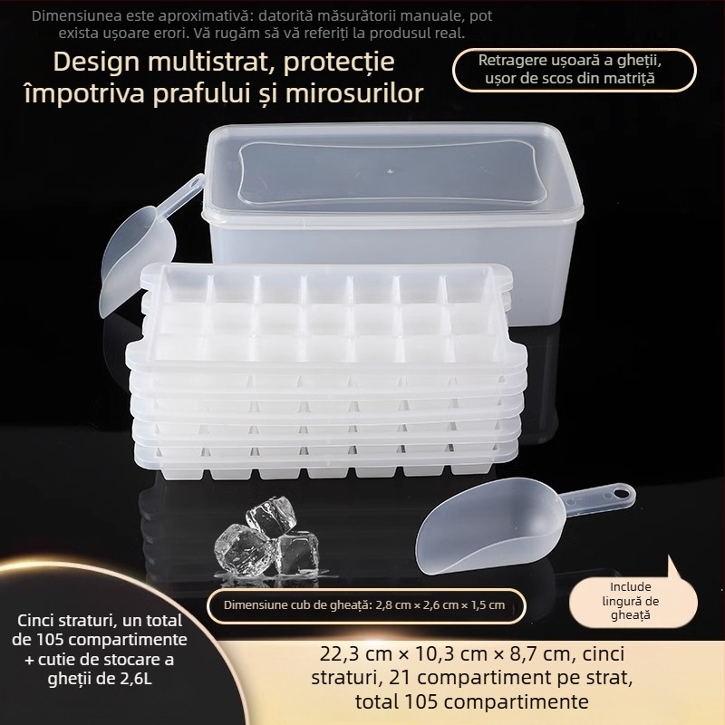 Formă pentru cuburi de gheață din PP, 32 cavități, de calitate alimentară, eliberare ușoară