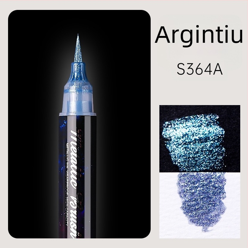 Marker acrilic cu sclipici, dublu vârf, vârf moale de acuarelă, vârf rotund, non-erasabil, pentru elevi și jurnalizare