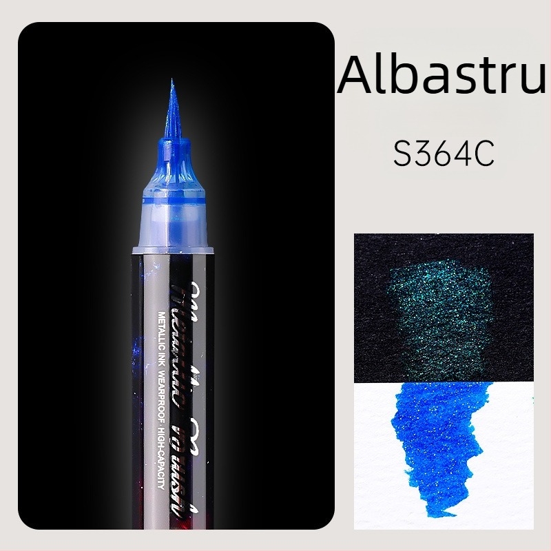 Marker acrilic cu sclipici, dublu vârf, vârf moale de acuarelă, vârf rotund, non-erasabil, pentru elevi și jurnalizare