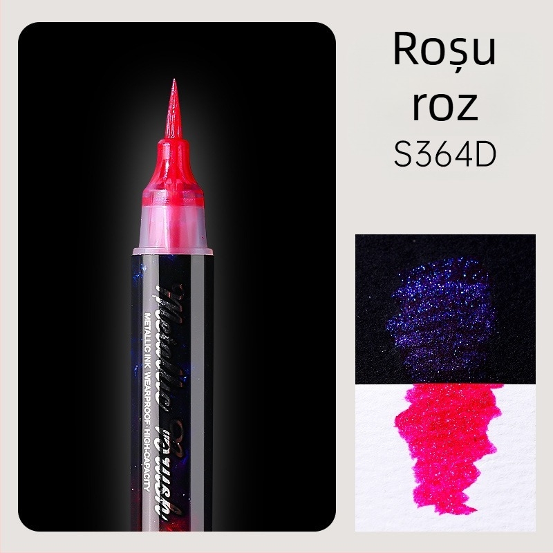 Marker acrilic cu sclipici, dublu vârf, vârf moale de acuarelă, vârf rotund, non-erasabil, pentru elevi și jurnalizare