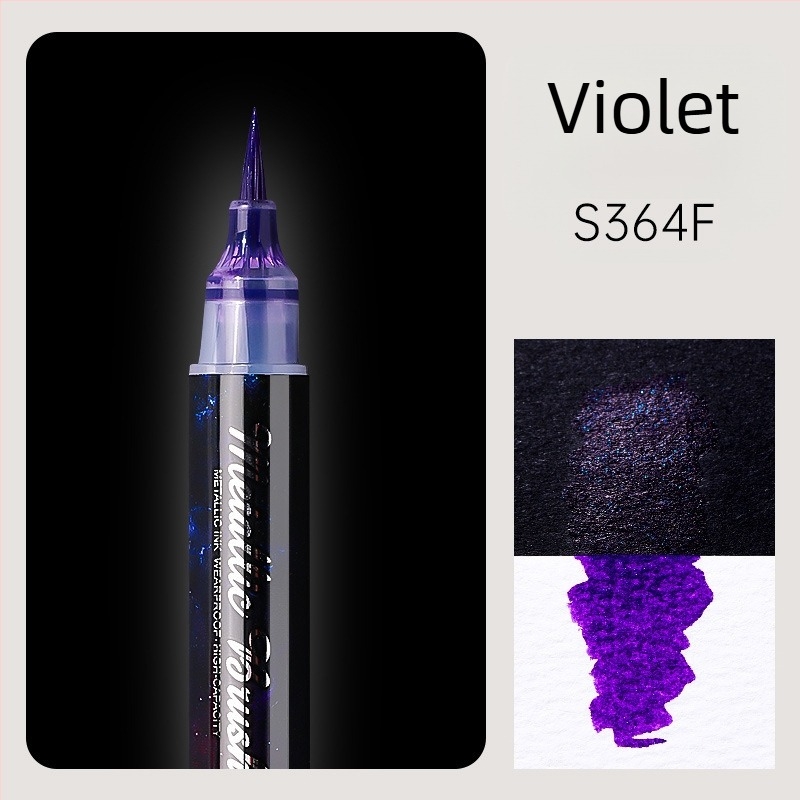 Marker acrilic cu sclipici, dublu vârf, vârf moale de acuarelă, vârf rotund, non-erasabil, pentru elevi și jurnalizare