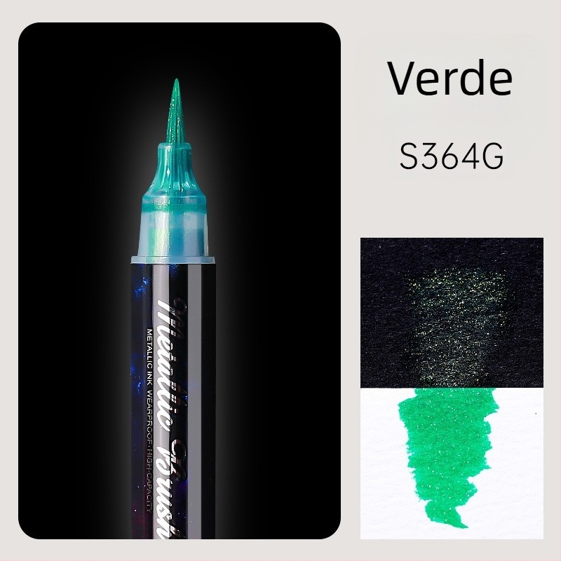 Marker acrilic cu sclipici, dublu vârf, vârf moale de acuarelă, vârf rotund, non-erasabil, pentru elevi și jurnalizare