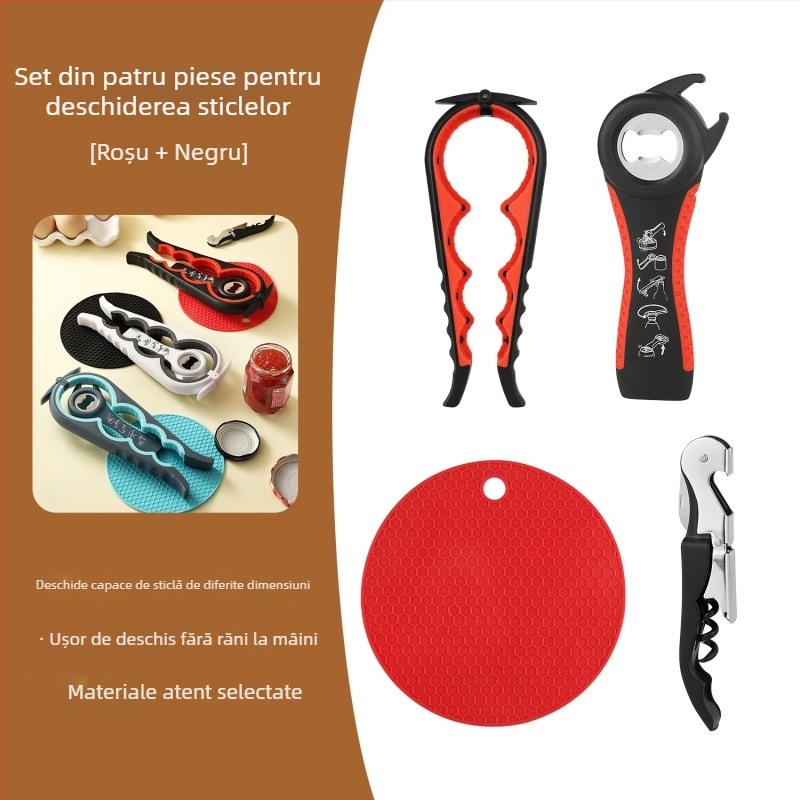 Set de deschizătoare pentru sticle și conserve, portabil, pentru o varietate de conserve
