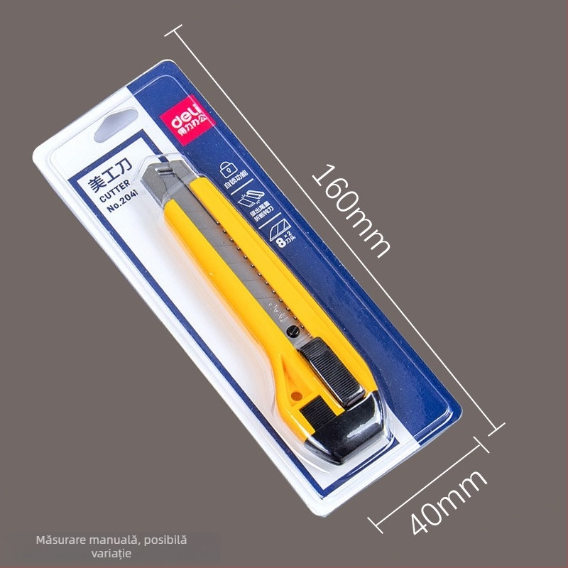 Cuțit de artă Deli, corp din plastic/metal, lățimea lamei 18 mm, grosimea lamei 0,5 mm, modelul 2001-2057