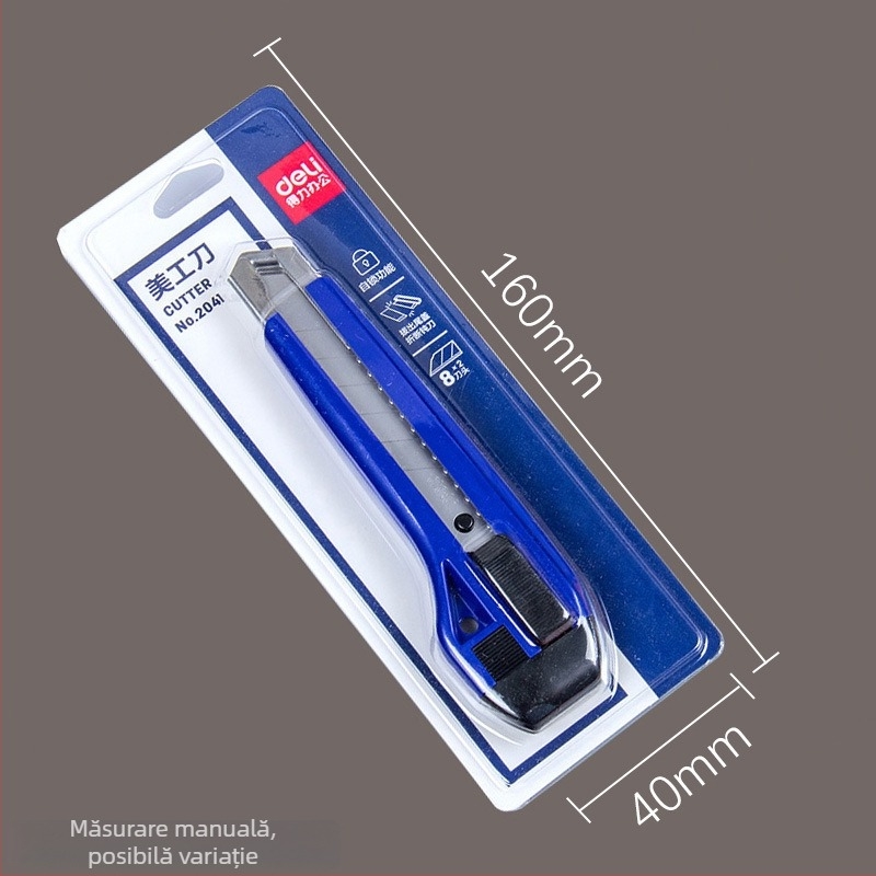 Cuțit de artă Deli, corp din plastic/metal, lățimea lamei 18 mm, grosimea lamei 0,5 mm, modelul 2001-2057