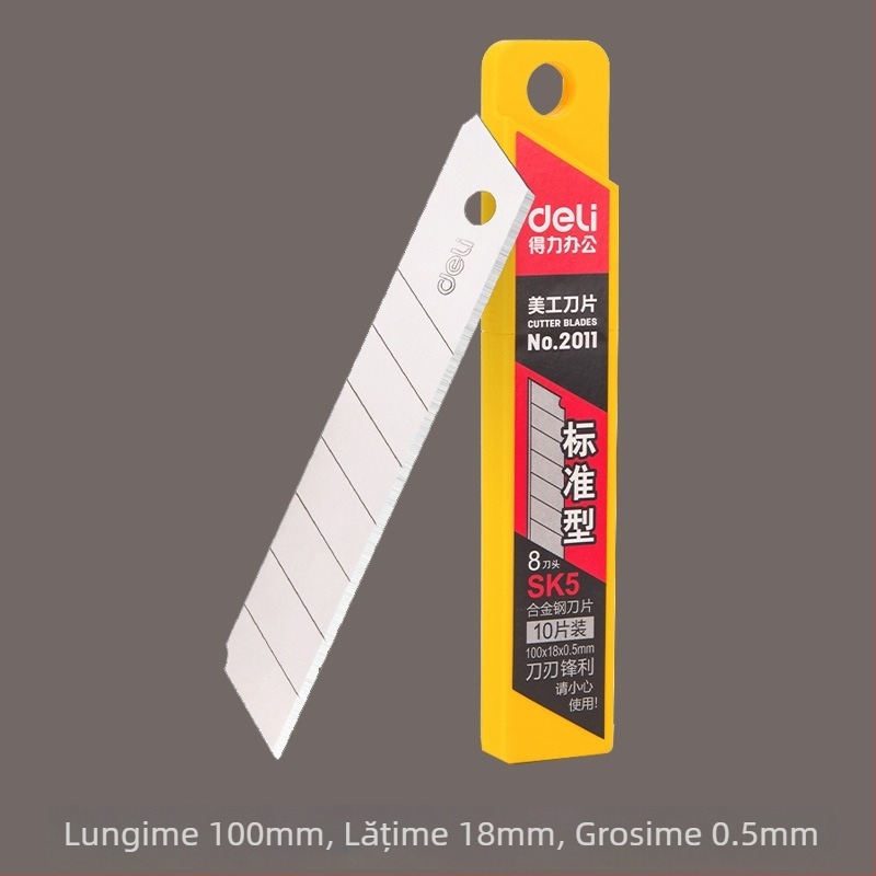 Cuțit de artă Deli, corp din plastic/metal, lățimea lamei 18 mm, grosimea lamei 0,5 mm, modelul 2001-2057