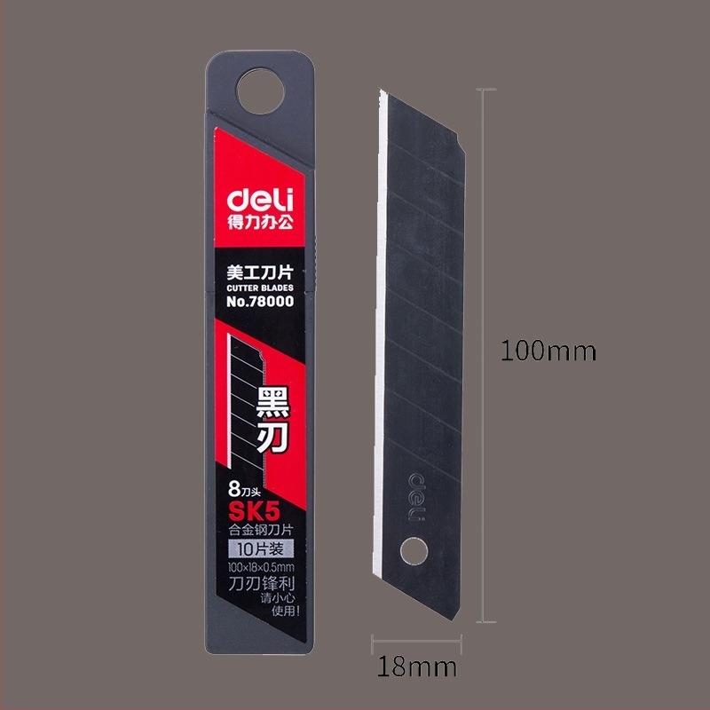 Cuțit de artă Deli, corp din plastic/metal, lățimea lamei 18 mm, grosimea lamei 0,5 mm, modelul 2001-2057