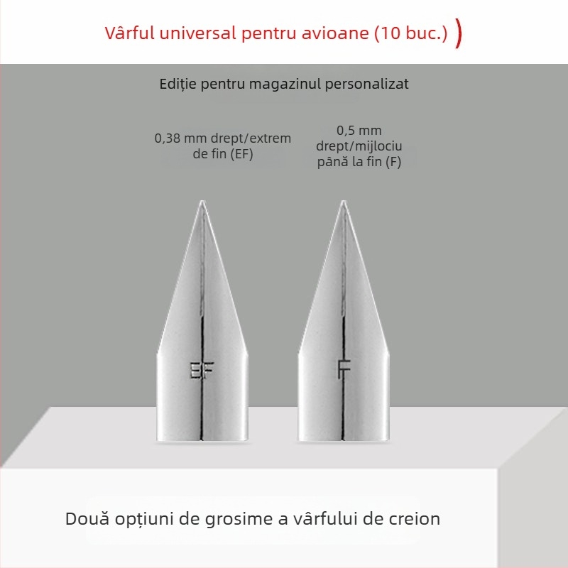 Vârf de penă Hero EF pentru stilou — Vârf înlocuibil, metalic, compatibil cu 359, 1060, 1021, 6006; pachet 10 bucăți