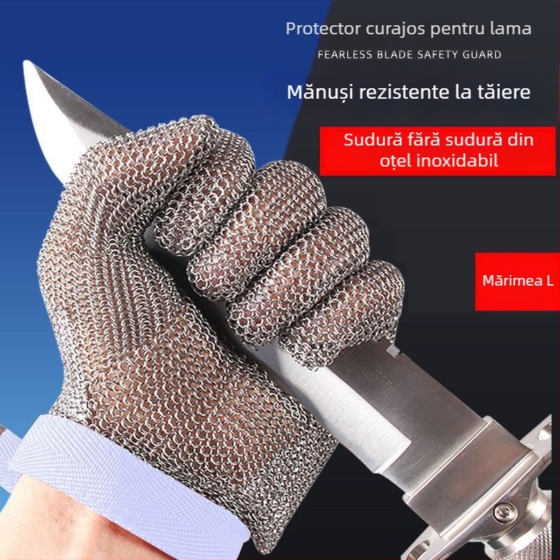 Mănuși anti-tăiere din oțel inoxidabil, nivelul 5, pentru ferăstraie electrice și tăierea sârmelor metalice – utilizare în abator