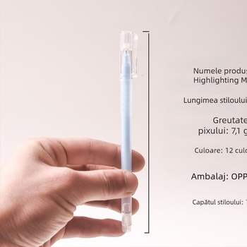 Pix fosforescent pentru jurnal, stilou cu contur pentru evidențiere, model 972-A, corp din plastic, ambalare în pungă, personalizare disponibilă