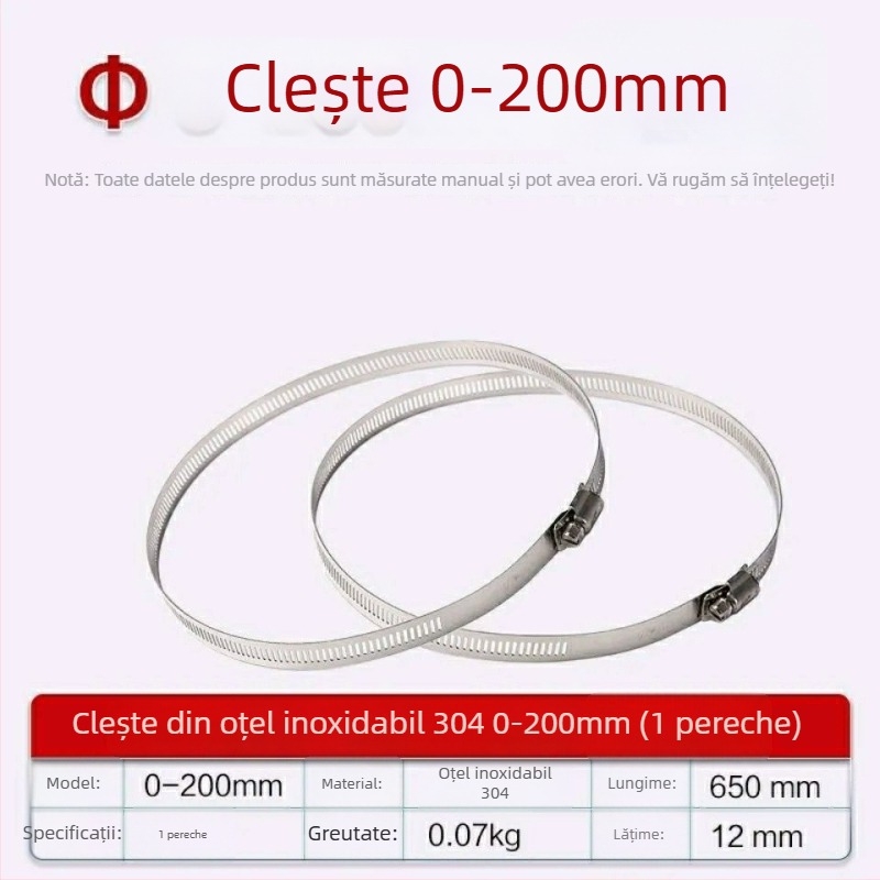 Inel de clemă din oțel inoxidabil 304 pentruțevi și cabluri, cu închidere, pentru conducte de apă și gaze