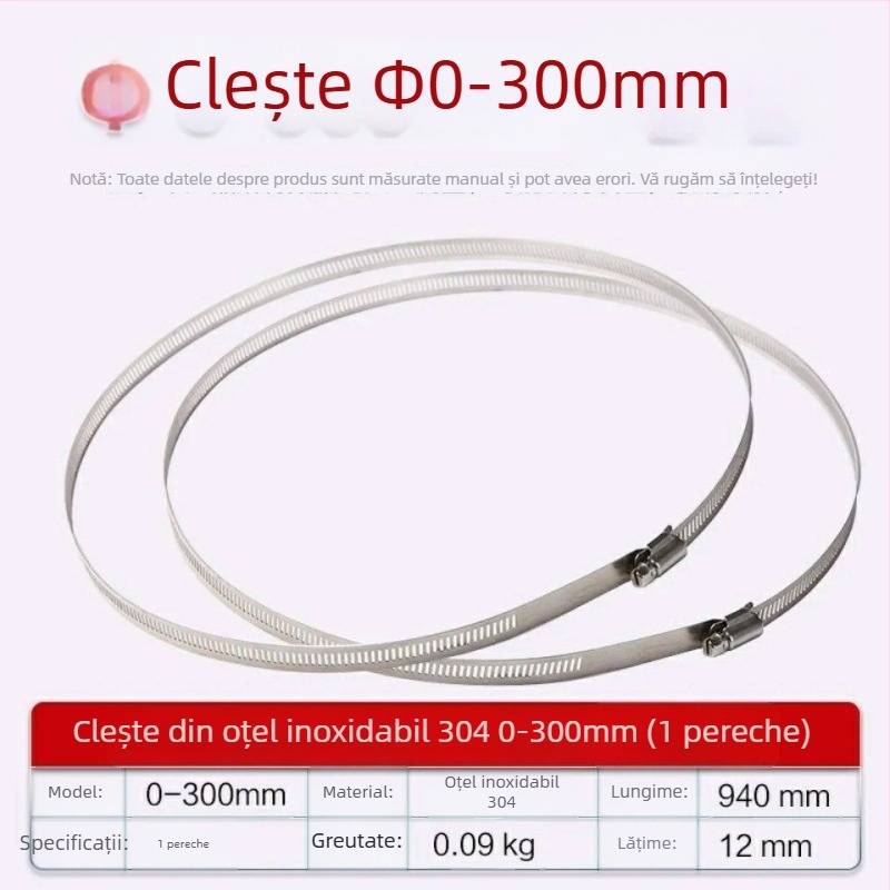 Inel de clemă din oțel inoxidabil 304 pentruțevi și cabluri, cu închidere, pentru conducte de apă și gaze