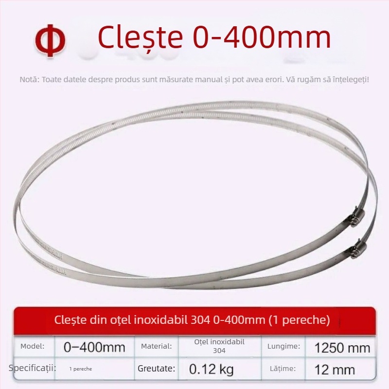 Inel de clemă din oțel inoxidabil 304 pentruțevi și cabluri, cu închidere, pentru conducte de apă și gaze