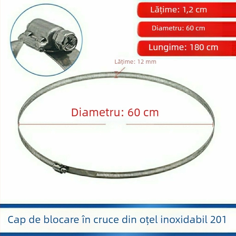Inel de clemă din oțel inoxidabil 304 pentruțevi și cabluri, cu închidere, pentru conducte de apă și gaze