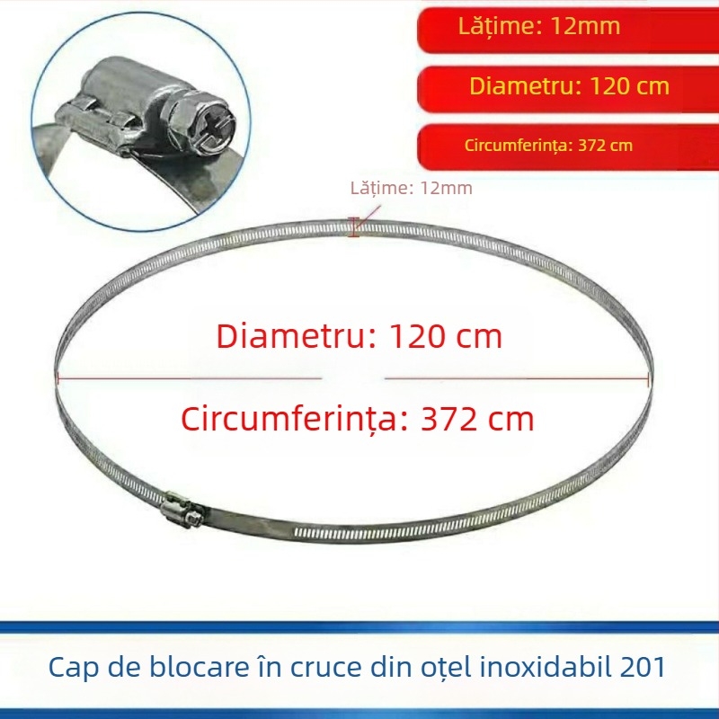 Inel de clemă din oțel inoxidabil 304 pentruțevi și cabluri, cu închidere, pentru conducte de apă și gaze