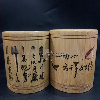 Suport creioane din bambus, formă rotundă, logo tipărit, personalizare disponibilă, etichetă privată licențiată