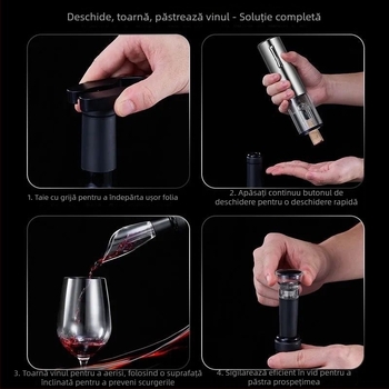 Deschizător Automat de Vin Roșu cu Corp din Bambus