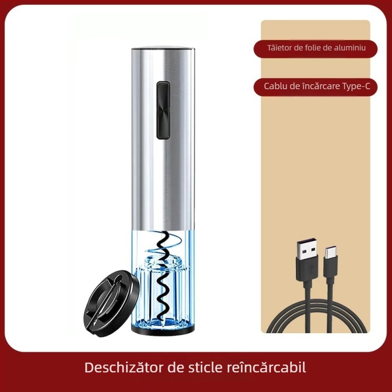 Deschizător Automat de Vin Roșu cu Corp din Bambus