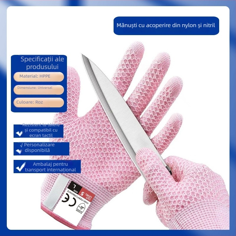 Lu Gong Mănuși anti-tăiere cu fir HPPE pentru protecția mâinilor – Nivel 5