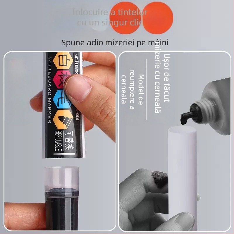 Sac de cerneală de înlocuire pentru marker de tablă, model WB-G9, 12 buc./cutie, carcasă din plastic, lățimea liniei 1–2 mm, pentru birou