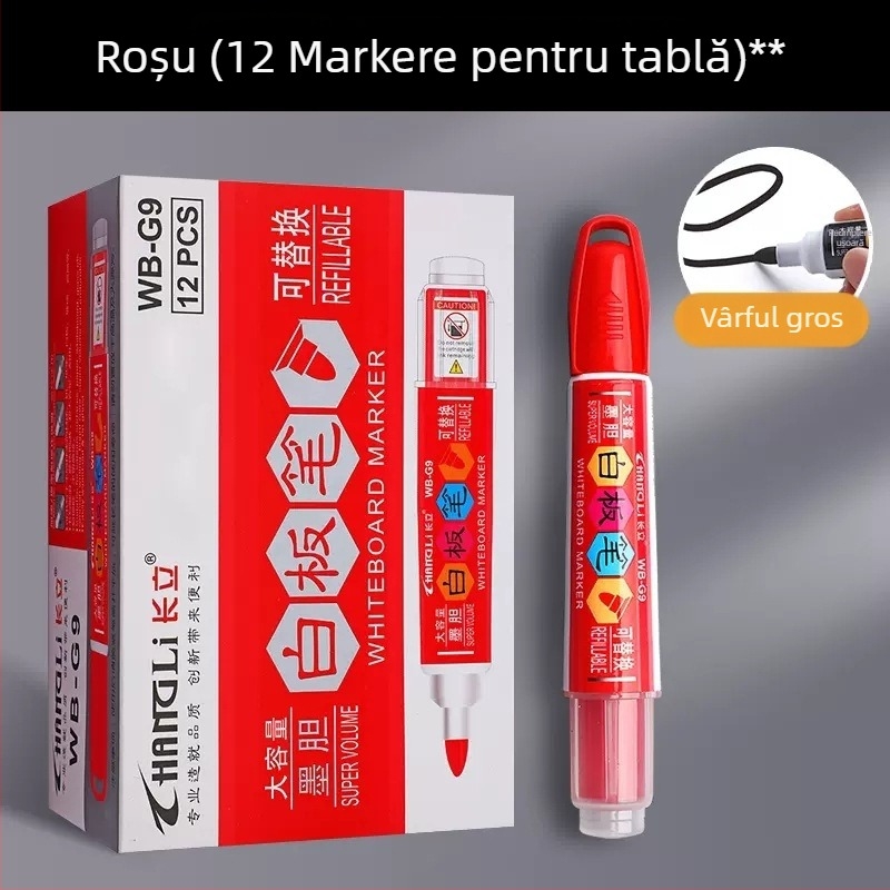 Sac de cerneală de înlocuire pentru marker de tablă, model WB-G9, 12 buc./cutie, carcasă din plastic, lățimea liniei 1–2 mm, pentru birou